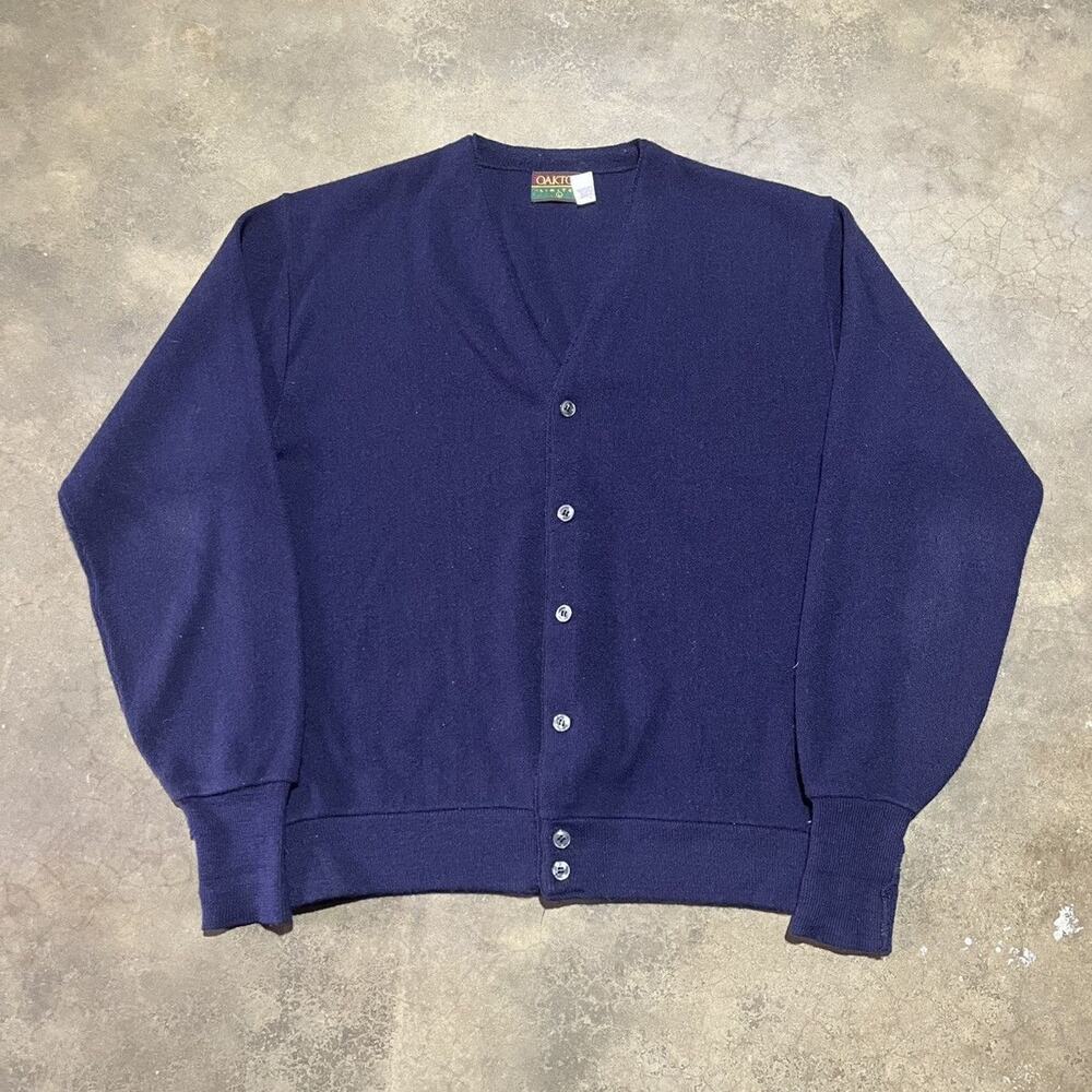 Vintage 80s Oakton Limited Navy Acrylic Cardigan